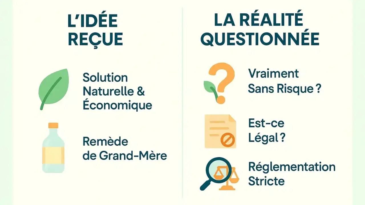 L'idée reçue : l'acide acétique désherbant est une solution naturelle et économique. La réalité questionnée : est-ce vraiment sans risque et légal ?