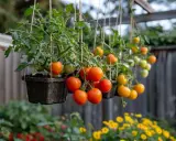 Tomates suspendues mûrissant, une méthode astucieuse pour savoir comment tuteurer les tomates et optimiser l'espace.