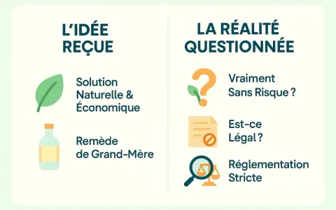 L'idée reçue : l'acide acétique désherbant est une solution naturelle et économique. La réalité questionnée : est-ce vraiment sans risque et légal ?