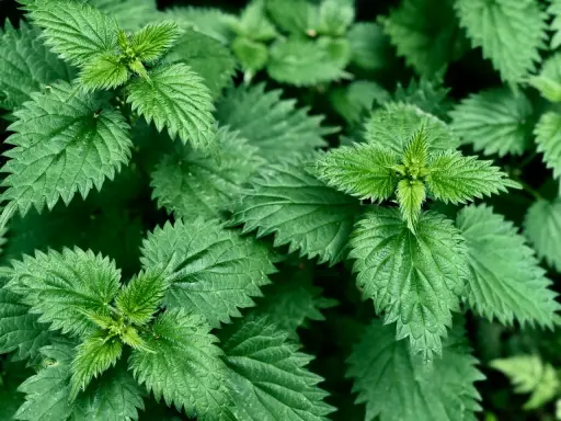 Feuilles d'ortie vertes et dentelées, prêtes pour l'utilisation du purin d'ortie au jardin.